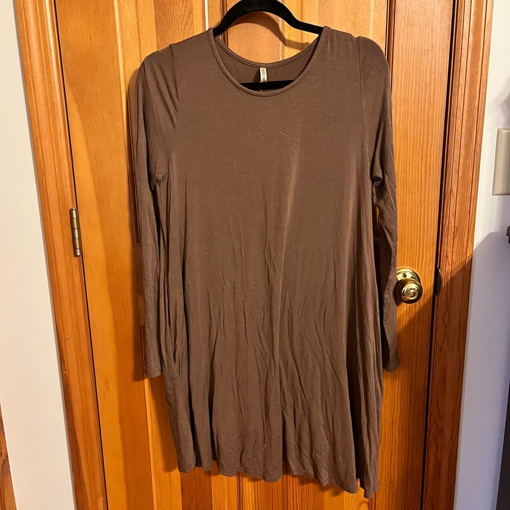 Brown knit swing dress